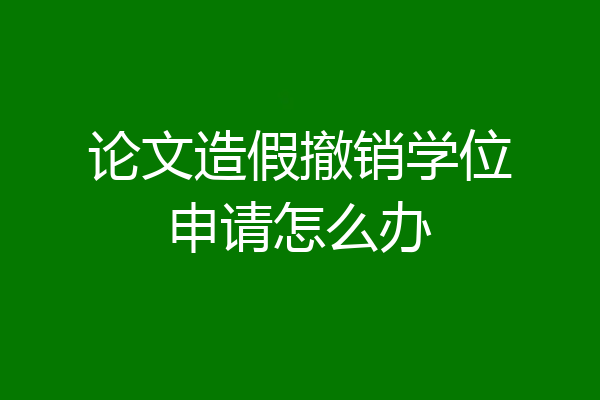论文造假撤销学位申请怎么办