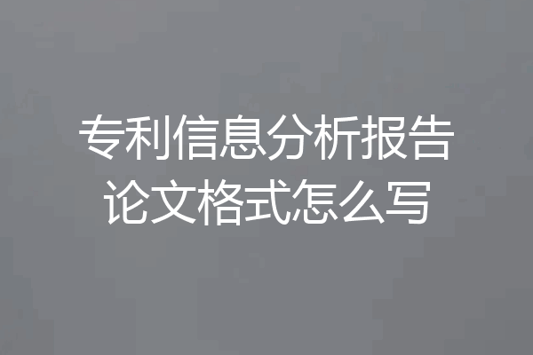 专利信息分析报告论文格式怎么写
