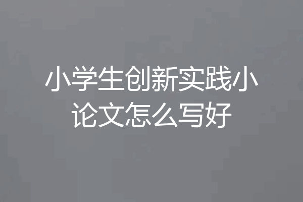 小学生创新实践小论文怎么写好