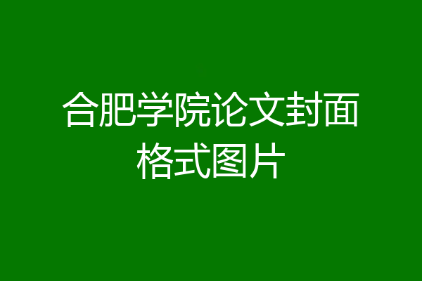 合肥学院论文封面格式图片