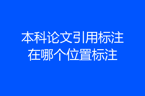 本科论文引用标注在哪个位置标注