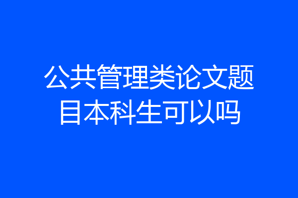 公共管理类论文题目本科生可以吗