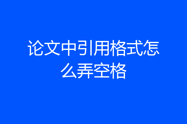 论文中引用格式怎么弄空格
