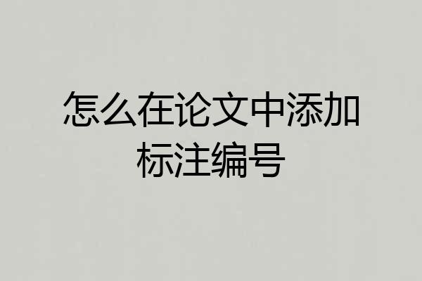 怎么在论文中添加标注编号