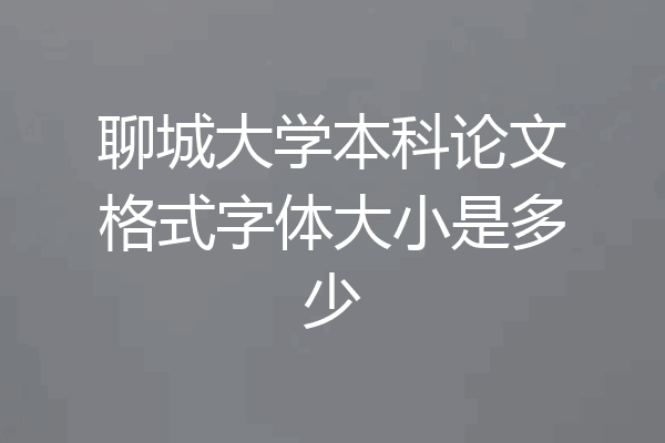 聊城大学本科论文格式字体大小是多少