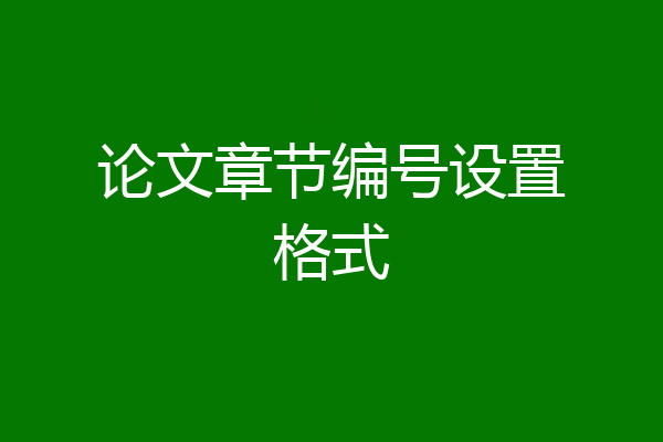 论文章节编号设置格式