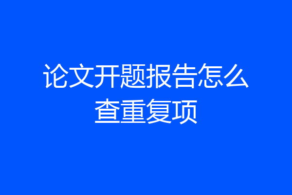 论文开题报告怎么查重复项