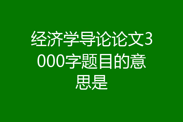 经济学导论论文3000字题目的意思是