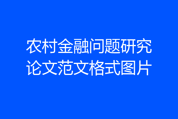 农村金融问题研究论文范文格式图片