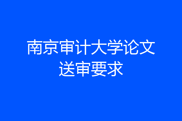 南京审计大学论文送审要求