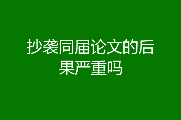 抄袭同届论文的后果严重吗