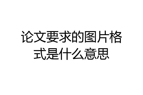 论文要求的图片格式是什么意思