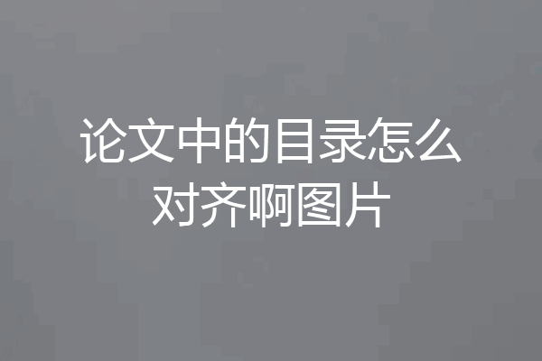 论文中的目录怎么对齐啊图片