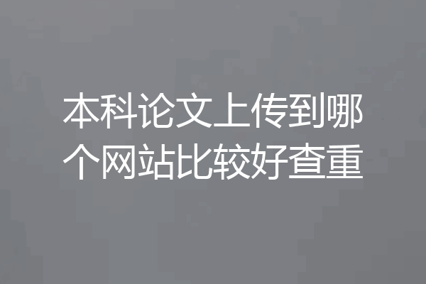 本科论文上传到哪个网站比较好查重