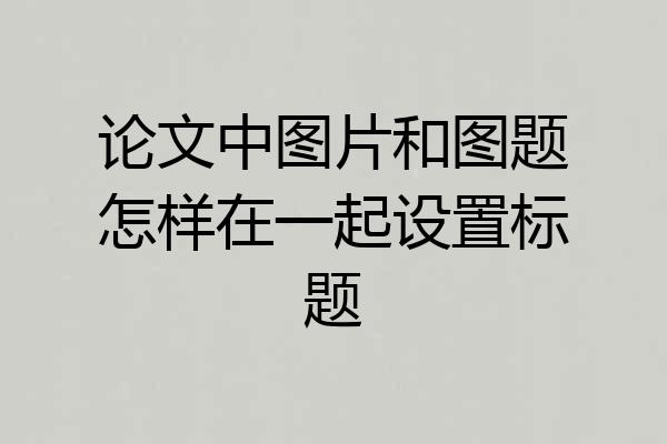 论文中图片和图题怎样在一起设置标题