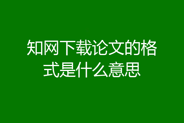 知网下载论文的格式是什么意思