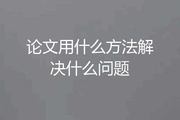 论文用什么方法解决什么问题