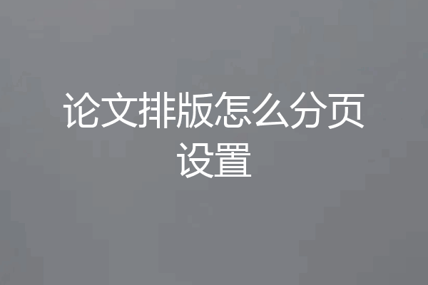 论文排版怎么分页设置
