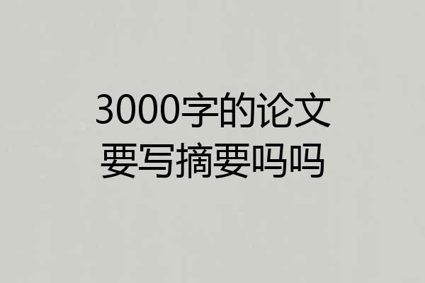3000字的论文要写摘要吗吗