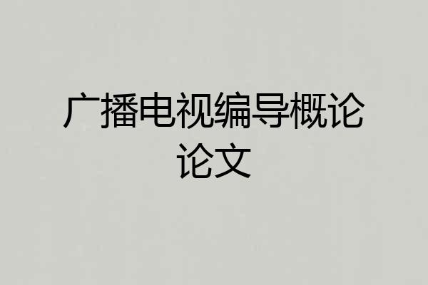 广播电视编导概论论文
