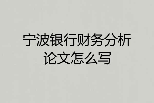 宁波银行财务分析论文怎么写