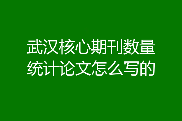 武汉核心期刊数量统计论文怎么写的