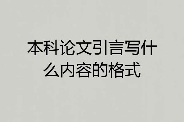 本科论文引言写什么内容的格式