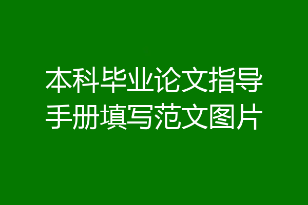 本科毕业论文指导手册填写范文图片
