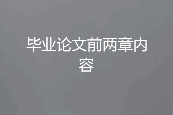 毕业论文前两章内容