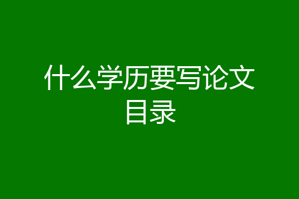 什么学历要写论文目录