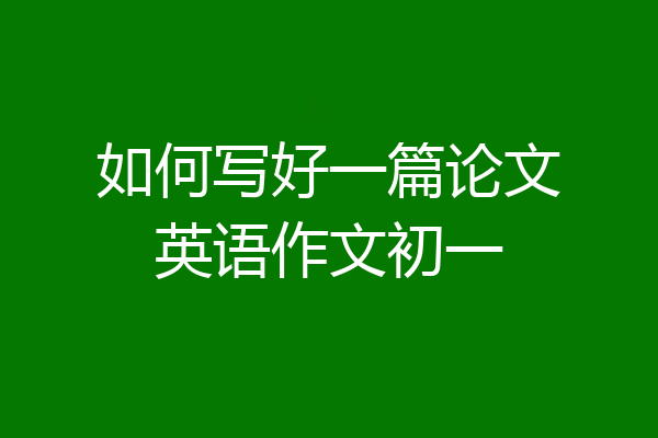 如何写好一篇论文英语作文初一