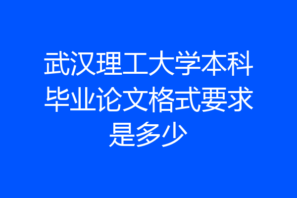 武汉理工大学本科毕业论文格式要求是多少