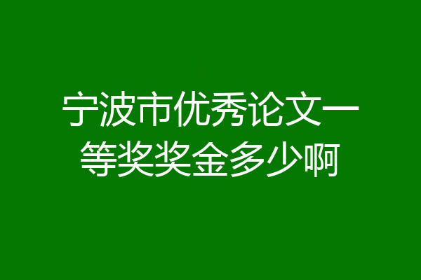 宁波市优秀论文一等奖奖金多少啊