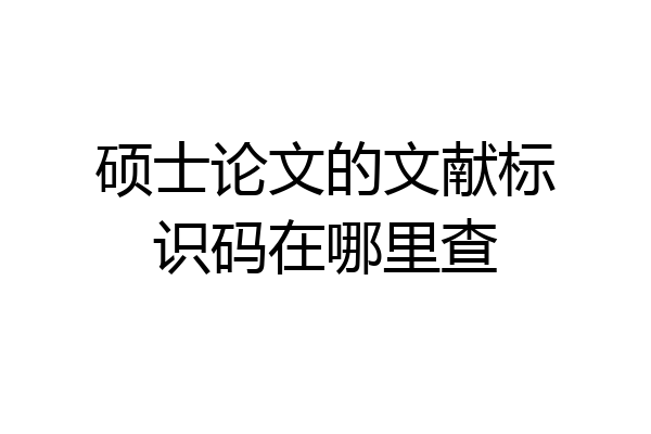 硕士论文的文献标识码在哪里查