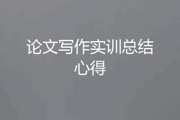 论文写作实训总结心得