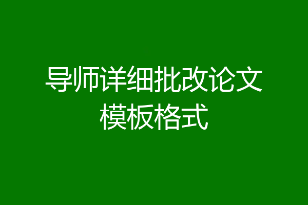 导师详细批改论文模板格式