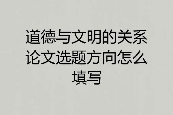 道德与文明的关系论文选题方向怎么填写