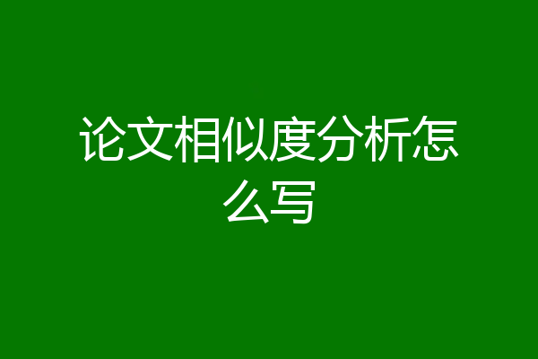 论文相似度分析怎么写