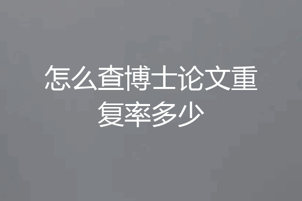怎么查博士论文重复率多少