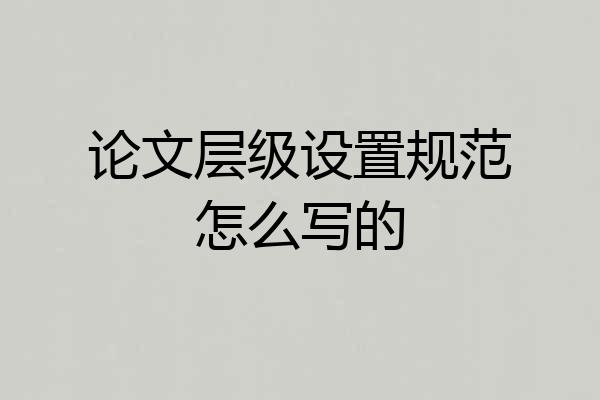 论文层级设置规范怎么写的