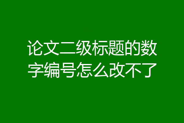 论文二级标题的数字编号怎么改不了