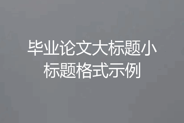 毕业论文大标题小标题格式示例