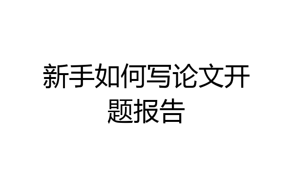 新手如何写论文开题报告