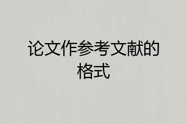 论文作参考文献的格式