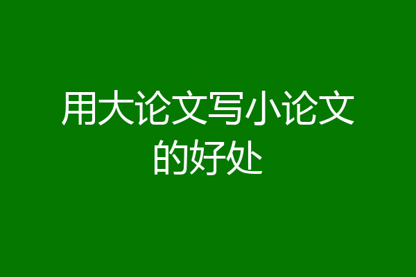 用大论文写小论文的好处