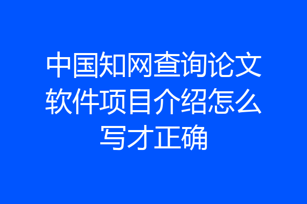 中国知网查询论文软件项目介绍怎么写才正确
