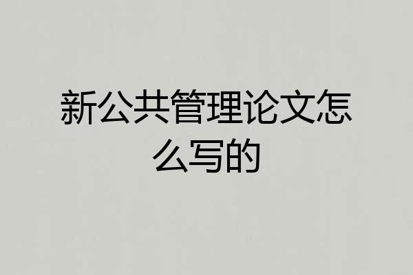 新公共管理论文怎么写的