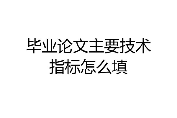 毕业论文主要技术指标怎么填