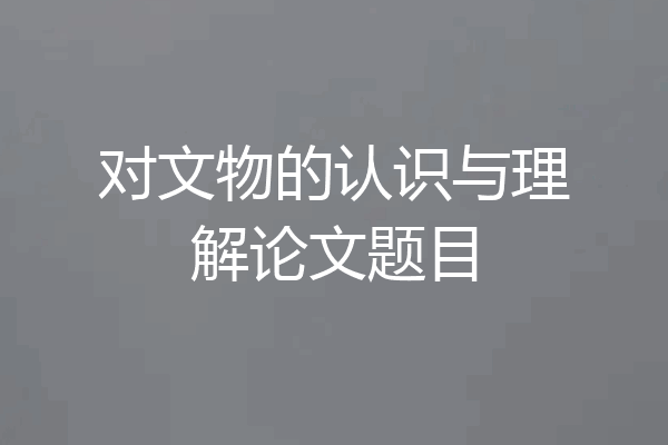 对文物的认识与理解论文题目