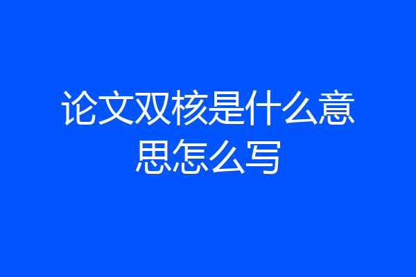 论文双核是什么意思怎么写
